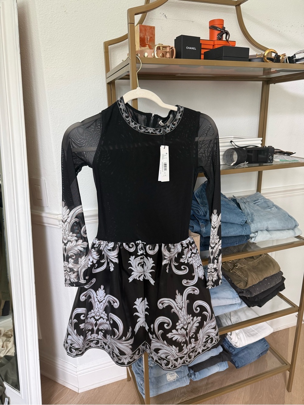 Alice + Olivia Chara Mixed Media Dress